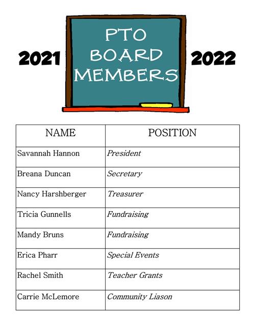 PTO Board members 2021-2022